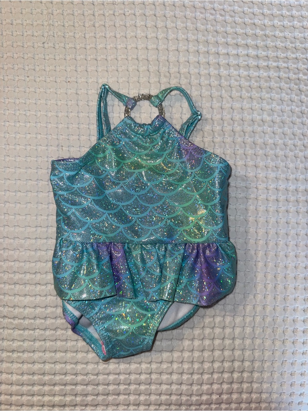 btween Girls Mermaid One-Piece Swimsuit in Teal and Purple